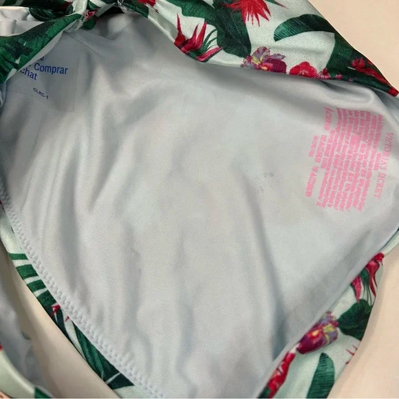 NEW Victorias Secret Size Medium Bikini Bottoms Floral Green Blue Pink 72A #1722 - Picture 5 of 7